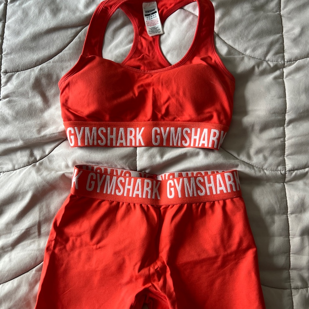 Gymshark Red Sports Bra and Shorts Set